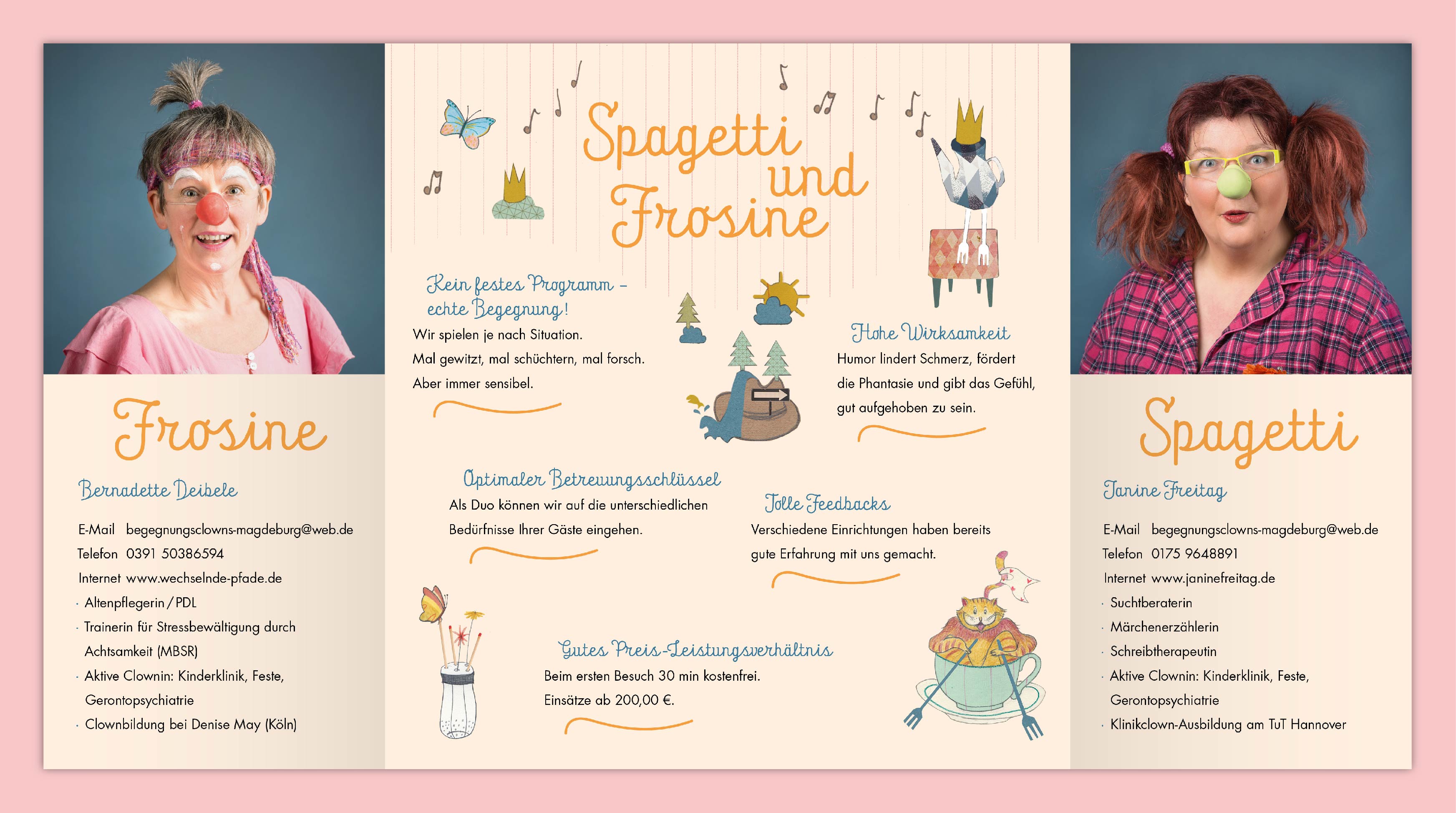 Spagetti und Frosine: Innenansicht des Faltblattes,
 Collage aus Buntpapieren und Zeichnung
