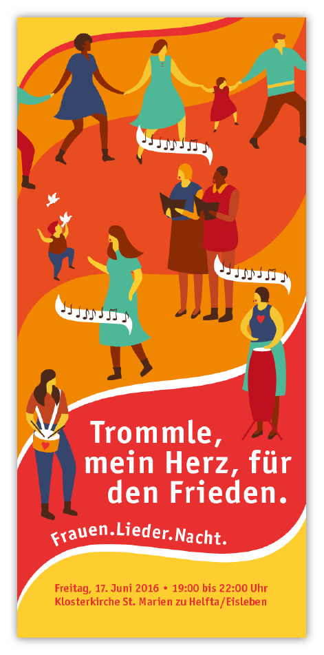 Für die kfd Magdeburg entstand der Flyer für die "Frauen.Lieder.Nacht" in Helfta.